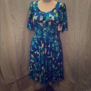 24 HOUR SALE LuLaRoe Dress Size M Blue Abstract